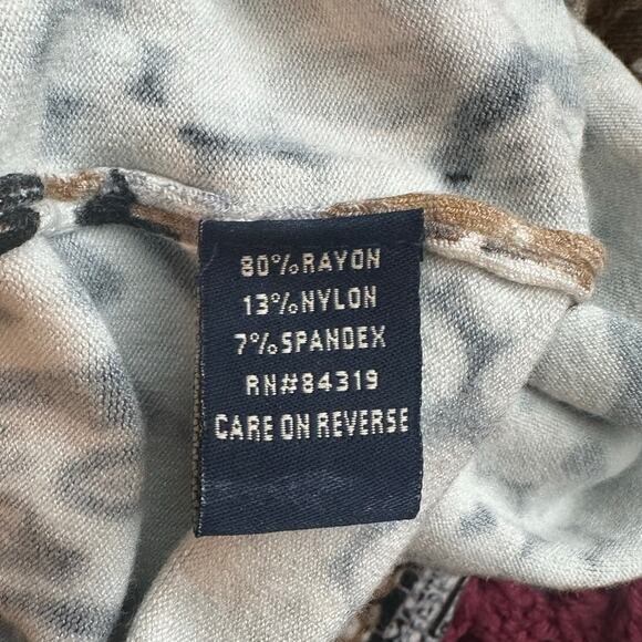 Boston Proper Leopard Mock Neck Top Faux Fur Cuffs Sweater Women’s M | Fall - Picture 6 of 6